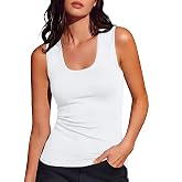 Totatuit Women Wide Straps Ribbed Scoop Neck Tank Tops Sleeveless Basic Top | Garment Friendly Tank Tops Sleeveelss Basic Camisole Tops Square Neck Fitted Shirts