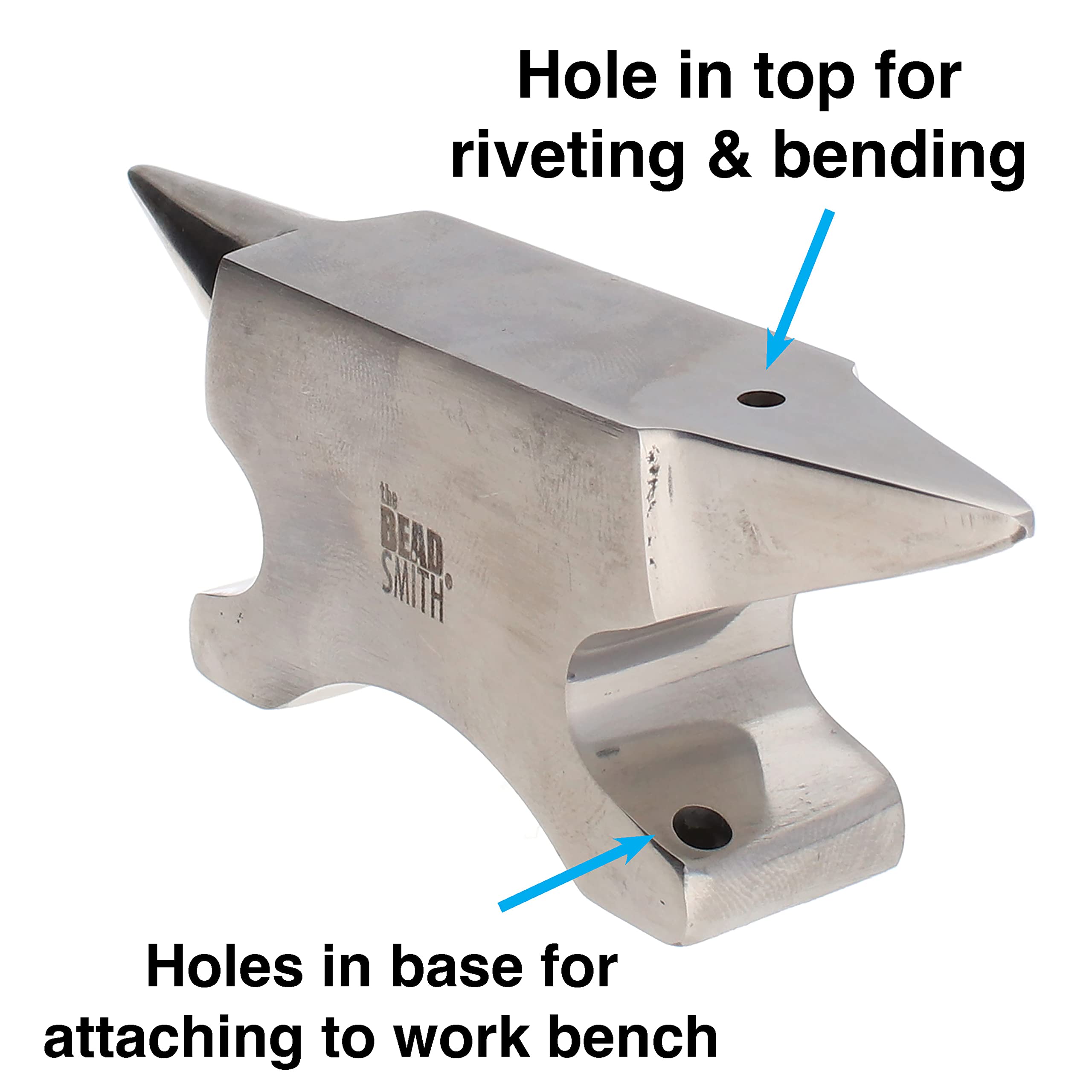 The Beadsmith Dual-Ended Horn Anvil – Mini Size 2.5 x 1 x 1.5 inches – 118mm Tip to Tip – 13.11oz/0.82lbs – Made of Solid Stainless Steel – Flat Horn and Rounded Horn – Use for Hardening Wire Designs