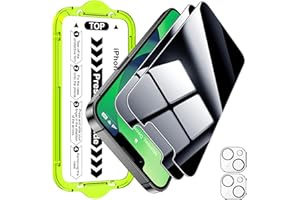 Esanik [2+2 Pack for iPhone 13 Privacy Screen Protector – Anti-Spy Tempered Glass & Camera Lens Cover, Military-Grade 9H Hardness, Anti-Scratch, Flawless Fit Tray