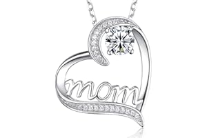 Dorella Mothers Day Birthday Gifts for Women 925 Sterling Silver May June July Birthstones Necklace Emerald Ruby Pearl Sapphire and More Stones Jewelry for Her Love Heart Pendant Necklace