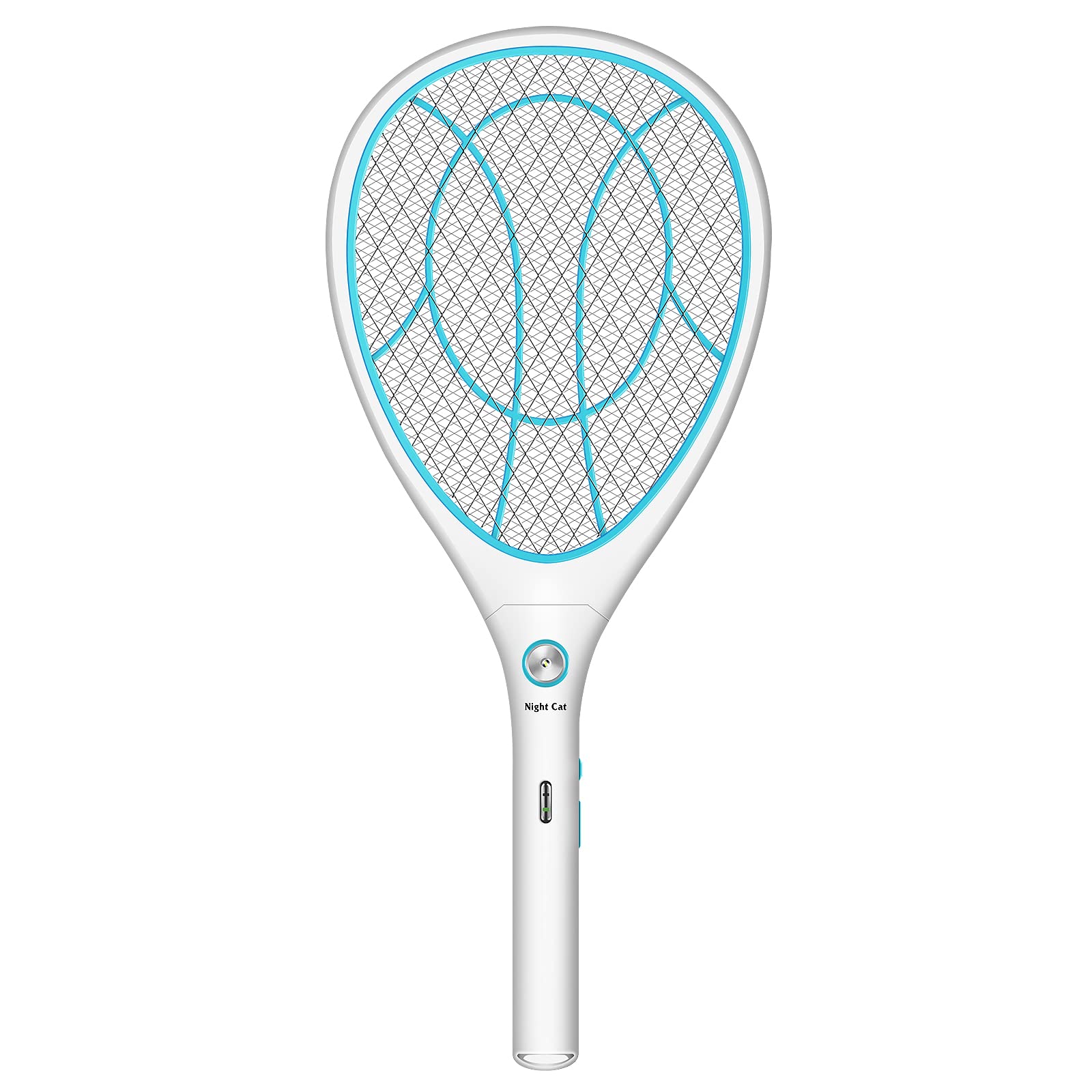 Night Cat Fly Racket Electric: Fly Swatter Electronic Bug Zapper Bat Mosquito Insect Killer Indoor USB Rechargeable 3000V