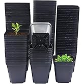RooTrimmer Square Nursery Pots 3" 120Pcs Deep Succulent Plastic Pots Small Flower Planter Seeds Starter Germination Pots with Drainage (Black,2.7Inches,120Pcs)