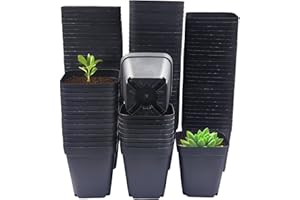 RooTrimmer Square Nursery Pots 3" 120Pcs Deep Succulent Plastic Pots Small Flower Planter Seeds Starter Germination Pots with Drainage (Black,2.7Inches,120Pcs)