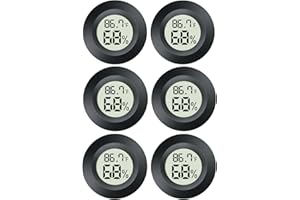 Meggsi 6 Pack Mini Digital Electronic Hygrometer Gauge Indoor Thermometer, LCD Monitor Temperature Humidity Meter for Humidors Greenhouse Cigar Jars Incubators Reptile, Fahrenheit (℉) or Celsius(℃)