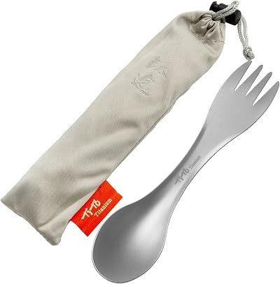 TiTo Titanium Spork 2-in-1 Ultra Lightweight Spoon Fork 18g Sandblasted