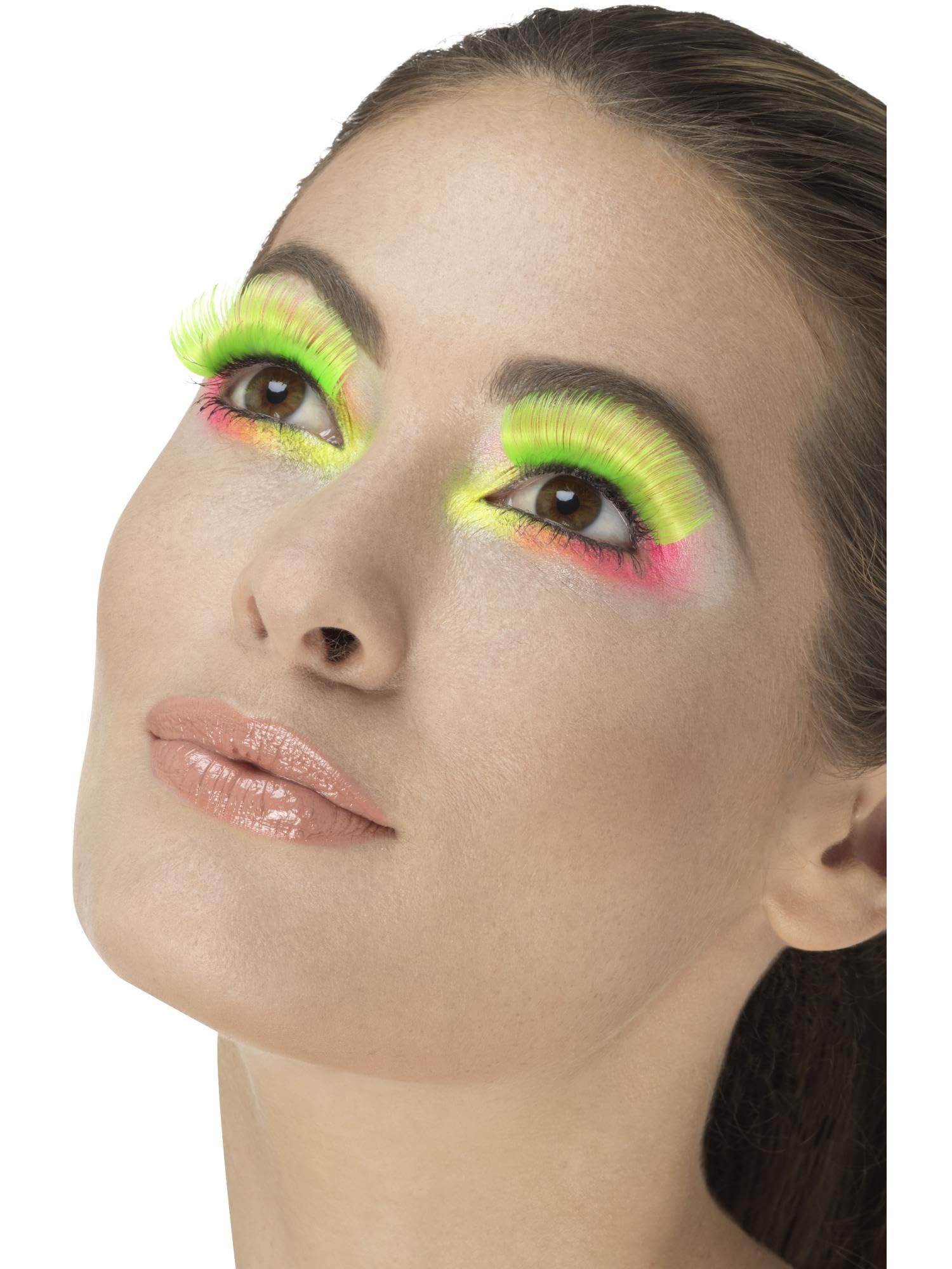 Smiffys 80s Party Eyelashes, Neon Green Contains Glue, Fever Eyelashes Fancy Dress, 1980s Dress Up Cosmetics & Disguises.