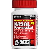 GoodMeds Nasal Decongestant PE Non-Drowsy for Adults | 365 Tablets | Compare to Sudafed PE Congestion. Relieve Sinus Pressure Cold or Allergies with Maximum Strength Phenylephrine HCl 10mg.