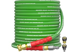 TechSweepPro Pressure Washer Hose 50FT 3/8" for Cold and Hot Water 212°F, with Swivel Quick Connect, 4500PSI Kink Resistant Grade Steel Wire Braided, Power Washer Hose With 2pcs M22-14mm Adapter