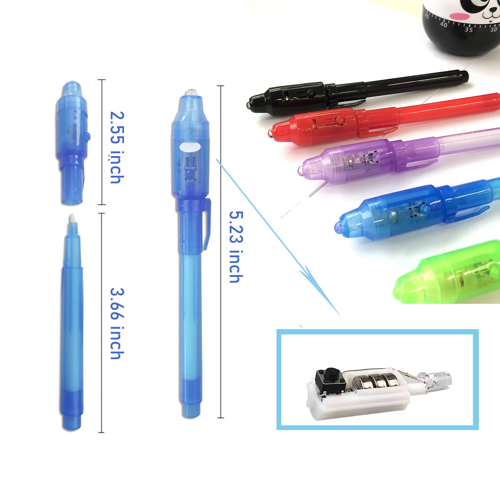 SCStyle Invisible Ink Pen 24Pcs Latest Spy Pen with uv Light Magic Spy Marker Kid Pens for Secret Message and Birthday Party,Writing Secret Message for Easter Day Halloween Christmas Party Bag Gift
