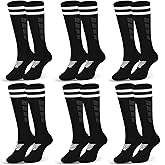 GUICKCZ Kids Soccer Socks Striped Knee High Tube Cotton Stretchy Football Sports Socks for Youth Toddler Boys Girls
