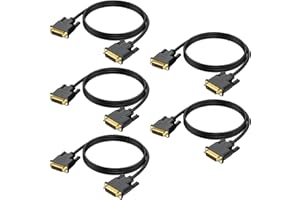 UVOOI 6 Feet 5-Pack DVI to DVI Cable, DVI-D 24+1 Dual Link, Supports 1080P@60Hz, Black, Compatible with TVs, Monitors, Projectors, DVD Players