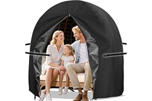 UTHEM Double Egg Chair Cover Waterproof 420D Oxford Hanging Outdoor Furniture Covers for Patio Wicker Egg Swing Cocoon Chair, 91x80 Inches, Black