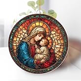Holy Mother & Child Stained Glass Acrylic Ornament 2025 – Madonna & Child Religious Christmas Ornament, Nativity Window Sun Catcher Acrylic, Catholic Tree Decoration,Keepsake for Holiday Home (Sun-25)