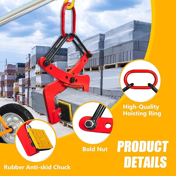 SENKEYFE GRANITE LIFTING CLAMP 6″, 770LBS STONE LIFTING CLAMPS 40MM-180MM, VERTICAL STONE CLAMPS, HEAVY DUTY STONE CARRYING CLAMPS FOR LIFTING TRANSPORTING CONCRETE BLOCK GRANITE SLAB STONE SLAB (RED)