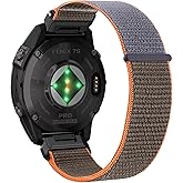 20mm Nylon Quick Fit Watch Bands for Garmin Fenix 8 43mm/Descent Mk3S/Mk3Si/Fenix 7S/7S Pro/6S/6S Pro Sport Wristband Comfortable Breathable Replacement Strap for Garmin Fenix 5S/5S Plus - Orange