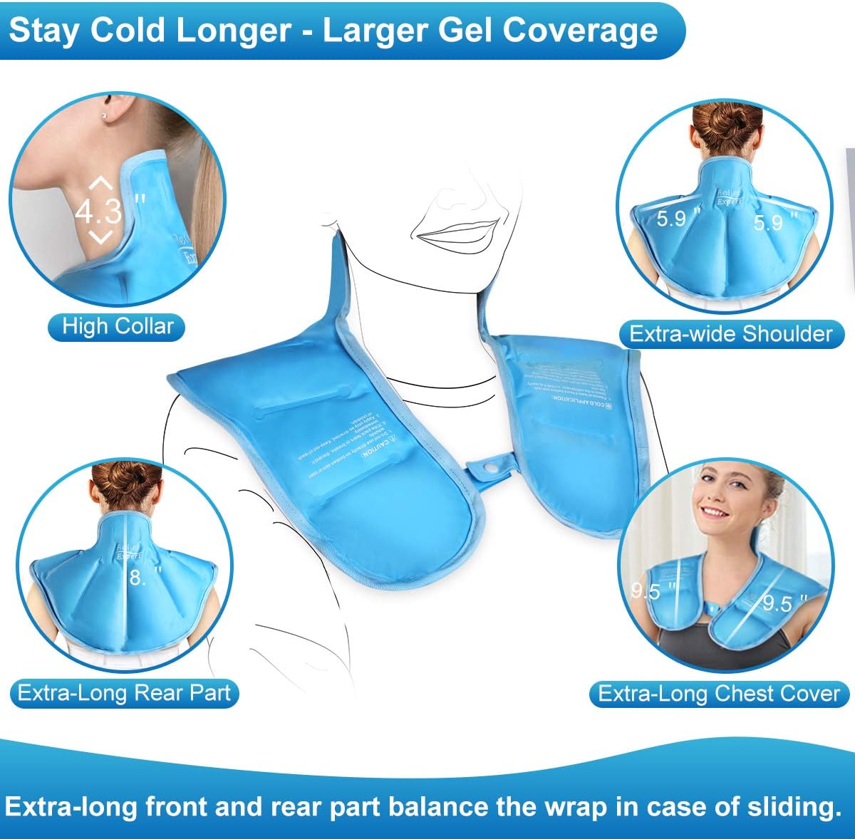 Relief Expert Large Neck Shoulder Ice Pack for Injuries Reusable Gel Cold Pack Wrap for Upper Back Pain Relief Cold Compress Therapy for Swelling, Bruises, Surgery: Health & Personal Care