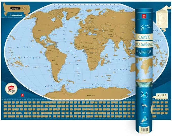 Carte Du Monde à Gratter Planisphère En Français Cadeau