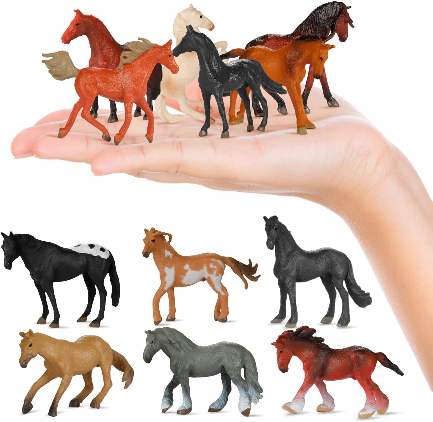 BNJZWJJ 20 Pcs Mini Realistic Pony Horse Toy Figurine Farm Animal Gift, Plastic Horse Party Decoration Cake Topper