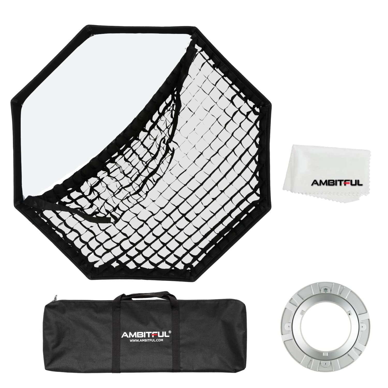 AMBITFUL FW95 95cm Octagon honeycomb grid Bowens softbox, with honeycomb grid + carrying bag, for Bowens mount lamp