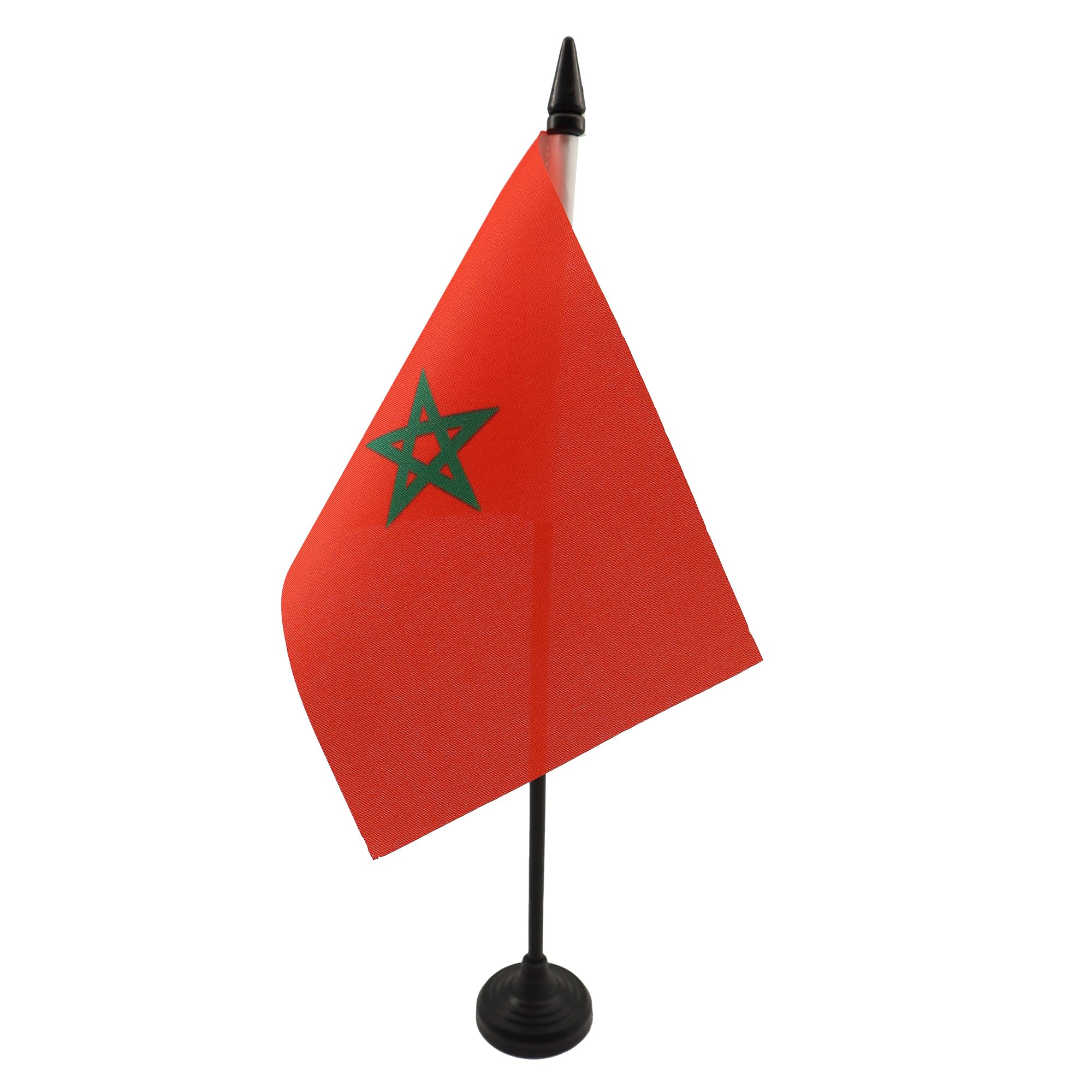 AZ FLAG - Morocco Table Flag 4'' x 6'' - Moroccan Office Mini Banner 100% Polyester 15 x 10 cm - Mini Desk Flag with 10'' Pole and Black Plastic Base