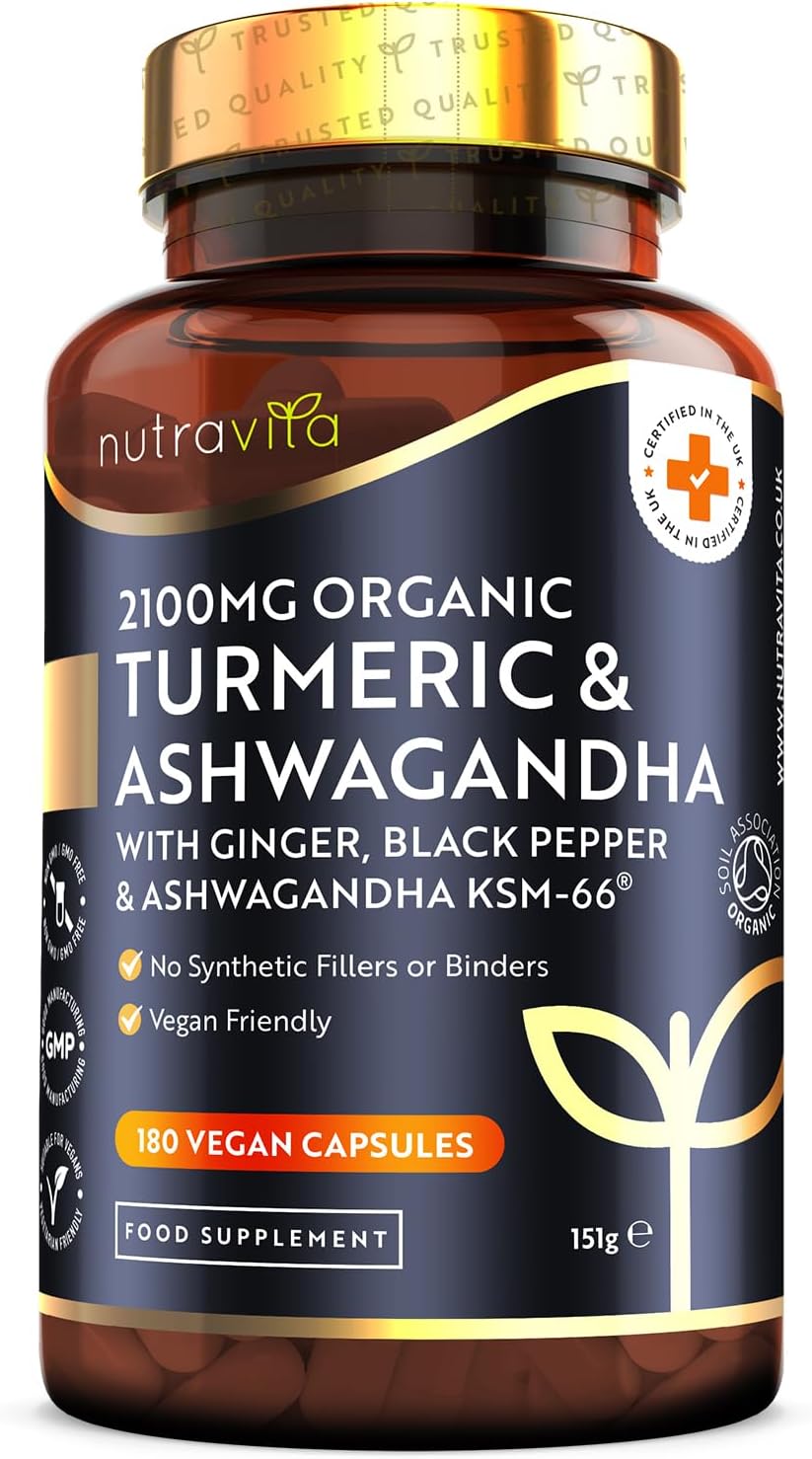 Nutravita Turmeric & Ashwagandha KSM-66 180 Capsules Ginger Black Pepper Vegan