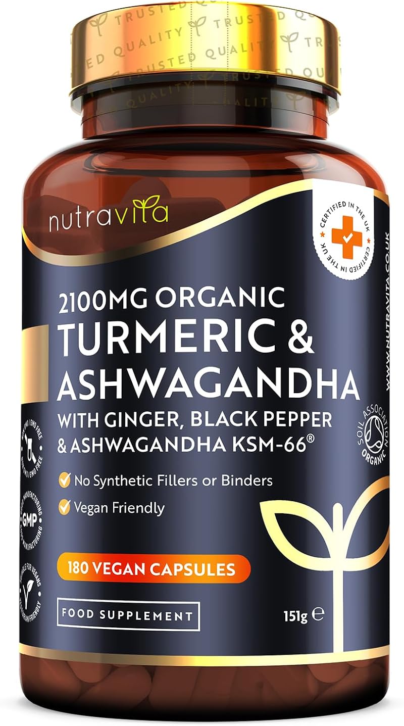 Nutravita Turmeric & Ashwagandha KSM-66 180 Capsules Ginger Black Pepper Vegan