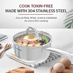 SUNHOUSE 1.5 Quart Sauce Pan, 18/10 Stainless Steel