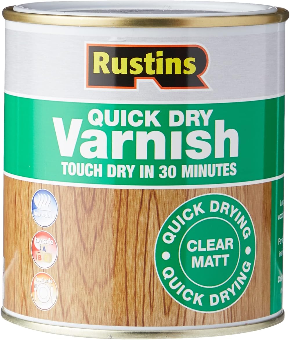 Rustins Quick Dry Varnish Clear Matt 500ml Water-Based Wood Finish