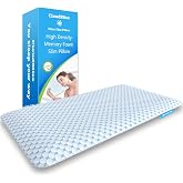 CloudBliss Thin Memory Foam Pillows, Reversible Design, 3.25", Queen | Neck Support, Breathable, Supportive, For Side, Back &amp; Stomach Sleeper Pillow, Machine Washable Cover, All-Season Comfort