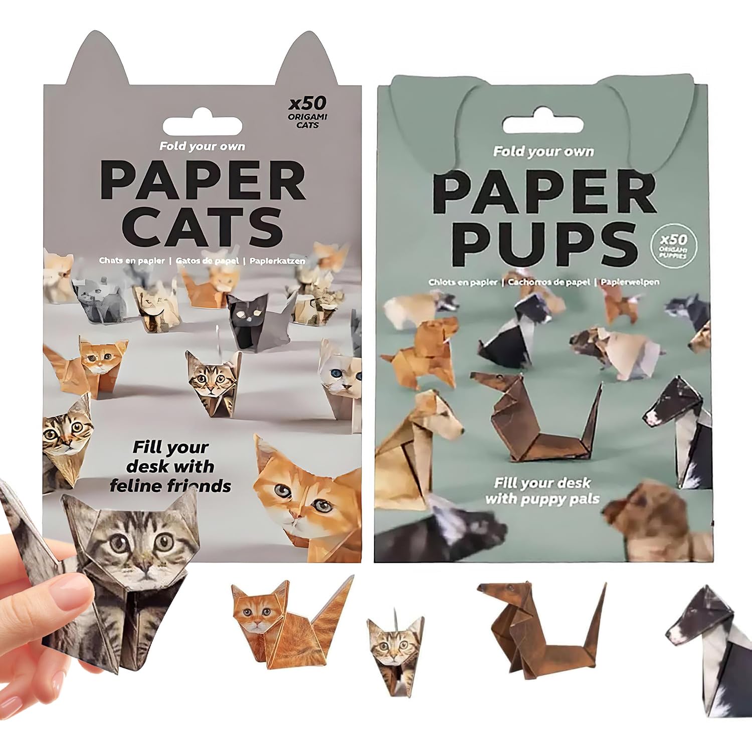 Nocecfi DIY Paper Cats Origami Kit, 100 Pcs Cute 3D Craft Paper cat Stickers Arts Kits for Kids and Adults Animal Lovers, Mini Creative Crafts Gifts Decorations Set（cat+Dog）
