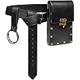 Belt Pouch Waist Bag Fanny Pack Steampunk Phone Holder Medieval Bag Leather Belt Renaissance Cosplay Costume Accessories (1-Balck)
