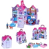 Liberty Imports My Sweet Home Fold and Go Pretend Play Mini Dollhouse with Furniture and Accessories