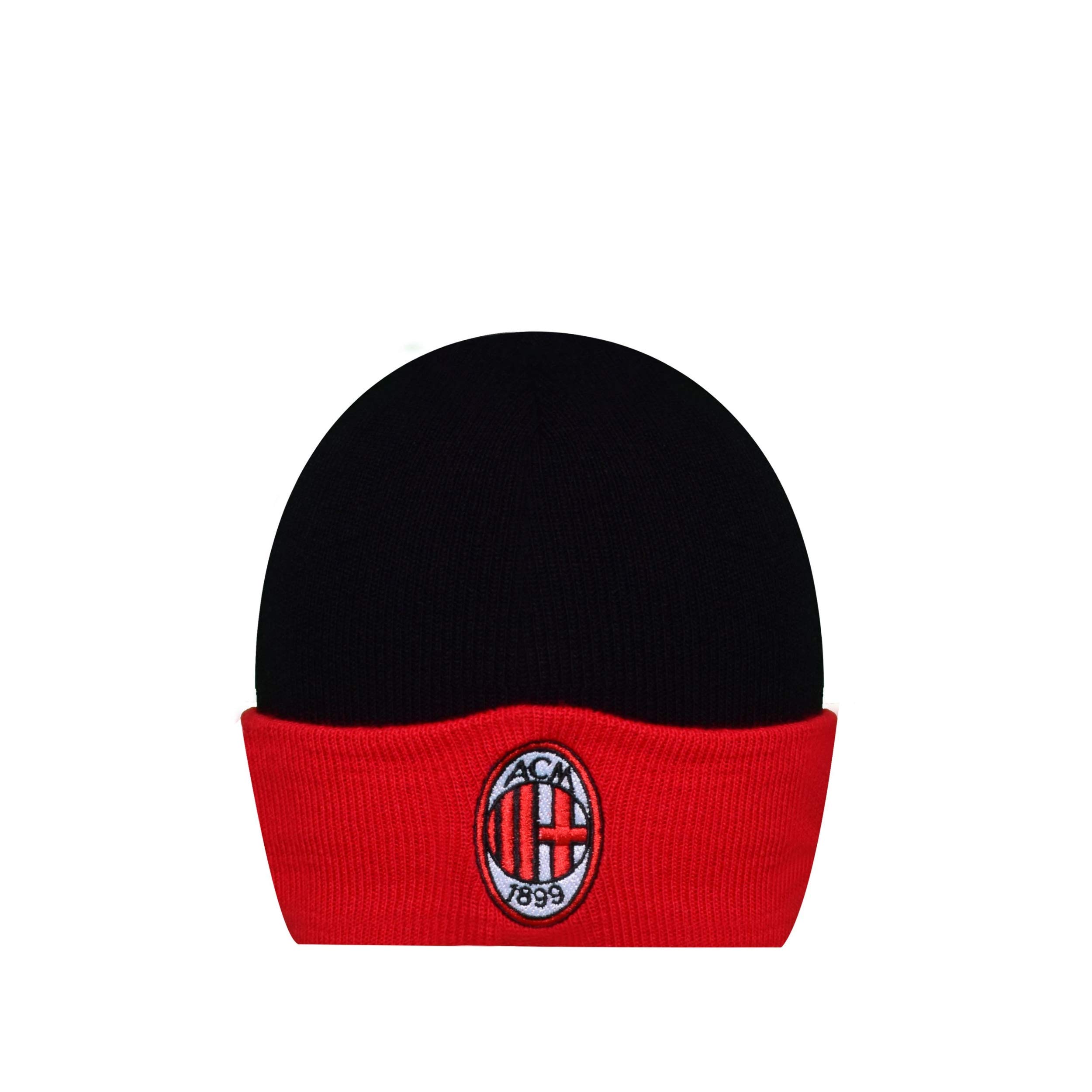 AC Milan 3R Unisex Contrast Flip Cap Winter Hat, black, red, One Size UK — image 1