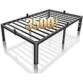 ROIL 18 Inch Twin Bed Frame with Rounded Corner and Headboard Hole Mattress Retainers 3500LBS Metal Heavy Duty Steel Slats No Box Spring Needed Platform Noise-Free Easy Assembly