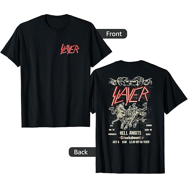 Amazon.com: Slayer Official Classic Logo T-Shirt - Black, Crew