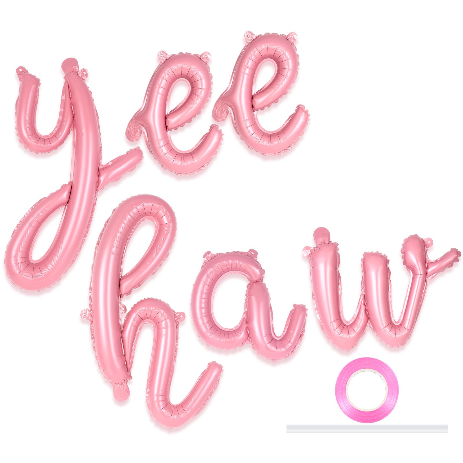 Photo 1 of 16 Inch Pink Yee Haw Balloons, Yee Haw Banner Yeehaw Aluminum Foil Balloons for First Rodeo Birthday Cowboy Cowgirl Baby Shower Western Decor (Pink)
