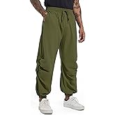 CLANMILUMS Mens Cotton Linen Drawstring Pants Elastic Waist Casual Jogger Yoga Pants