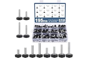 OCR 195PCS 12 Size Thumb Screws Carbon Threaded Knurled Knob Mounting Screw Grip Knobs Handle Bolts Round Clamping Screws Hose Clips for Kinds of Stand and Machine(M4、M5、M6)