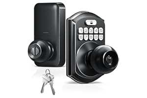 TEEHO TE003 Keyless Entry Keypad Door Lock with Handle, Electronic Digital Smart Locks for Front Door, Smart Door Knob with Code for Bedroom with Interior Locks, Auto Lock, Passage Mode, Matte Black