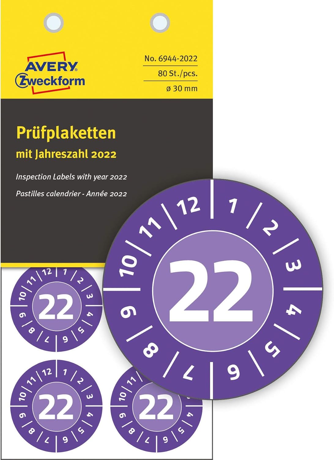 AVERY Zweckform Pack of 80 Test Badges 2022 (Durable, Strong self-Adhesive, Diameter 30 mm, Test Sticker, can be Written on - Image 3