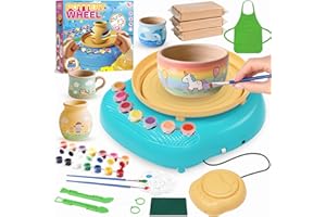CMIOLACUNA Pottery Wheel for Kids, Arts & Crafts Pottery Painting Toys Kit for Kids Ages 8-12, Art Supplies with 3 Pack Air Dry Clay and Clay Tools, Birthday Christmas Gift for Girls Boys 6 7 8 9 10 11 12