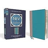 NIV Study Bible, Fully Revised Edition (Study Deeply. Believe Wholeheartedly.), Leathersoft, Teal/Gray, Red Letter, Comfort Print