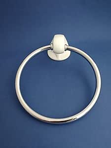 Toallero Anilla de Porcelana Blanca-Laton 20 cm de diametro ...