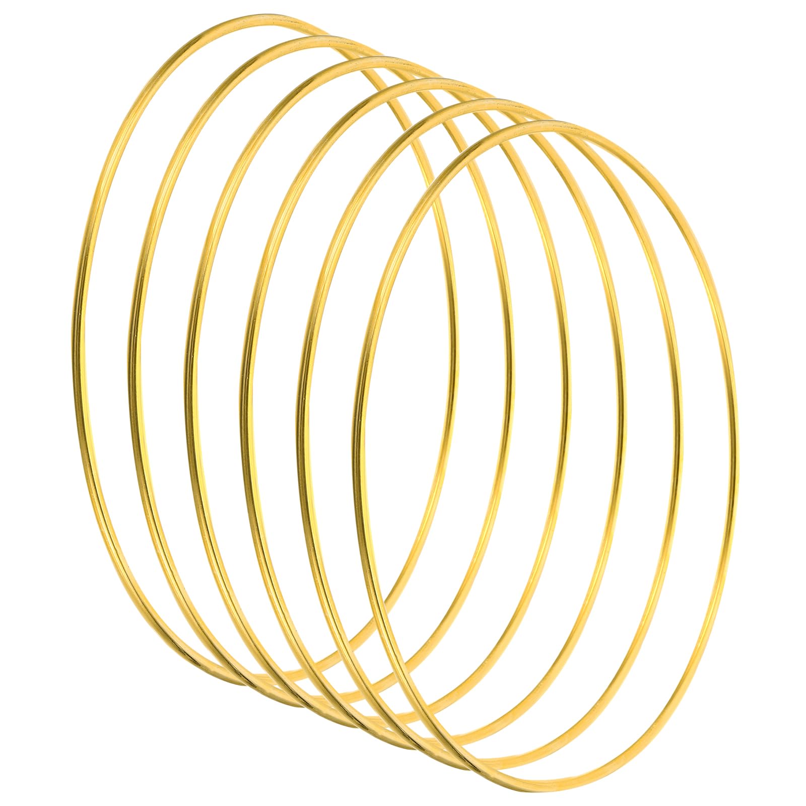 PATIKIL 5.5 Inch Dream Catcher Rings, 6 Pcs Metal Macrame Wreath Floral Round Ring Hoop for Christmas Decor Home Car DIY Craft Wedding Wall Hanging Decorations, Gold — image 1