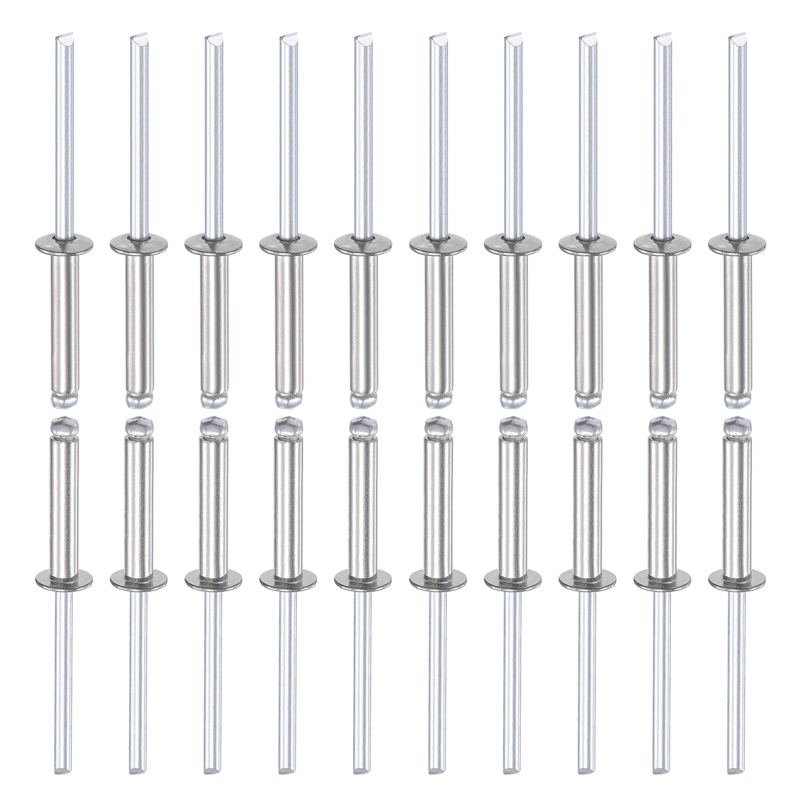 DTGN 4mm x 20mm (DXL) Blind Rivets - 50Pack - Good for Machinery Joining - 304 Stainless Steel Dome Open End Rivet