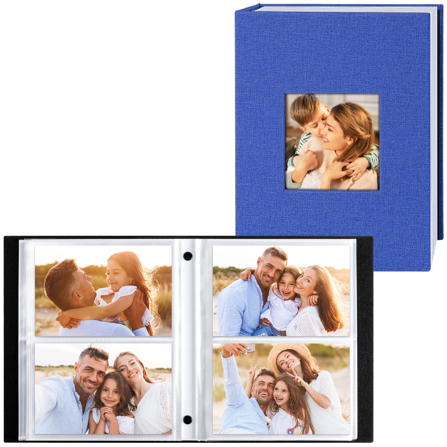 Benjia Photo Album 6x4 Slip in, Linen 200 Pockets Photo Albums Holds Landscape Only 10x15cm Picture Blue 2 Packs