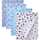 Gina Era Unisex Baby Cotton Flannel Receiving Blankets, Baby Blankets 4 Pcs, Baby Swaddle Blankets, Baby Flannel Blanket 30x30 Inches for Boy Girl (Style-4)