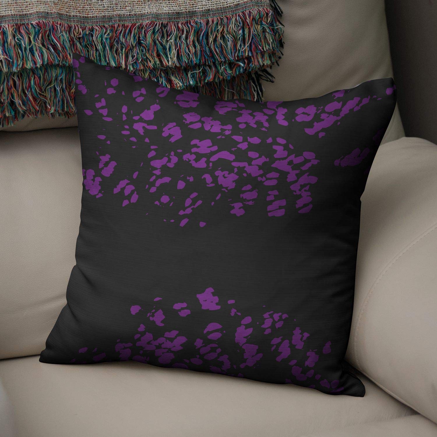 Bonamaison Decorative Cushion Cover Purple & Black, Throw Pillow Covers, Home Decorative Pillowcases for Livingroom, Sofa, Bedroom, Size: 50x50 Cm - Designed and Manufactured in Turkey