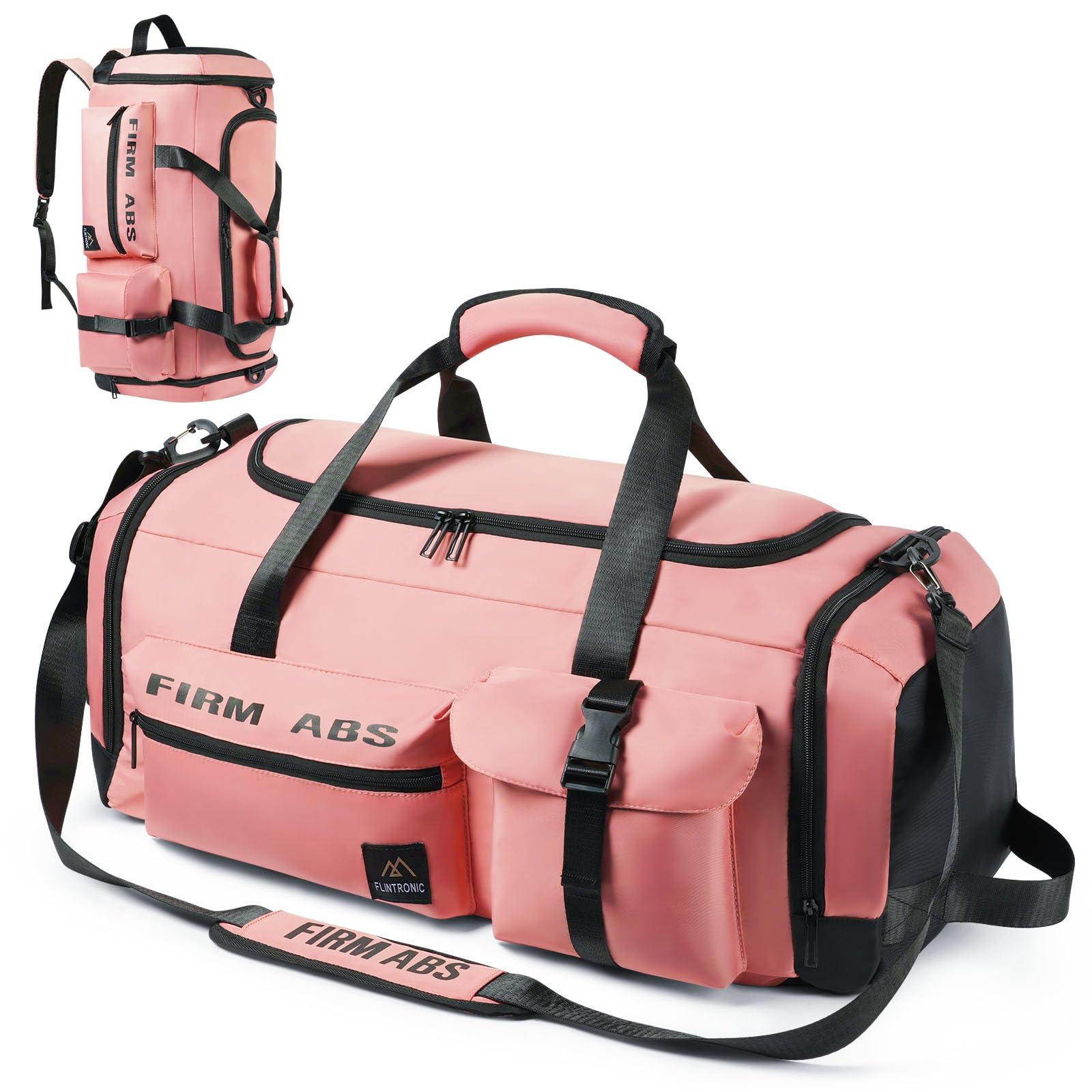 Flintronic 65L 3-in-1 Waterproof Gym Duffle Bag, Sports Travel Duffel with Shoes Compartment+Wet Pocket, Shoulder Strap+Backpack Function