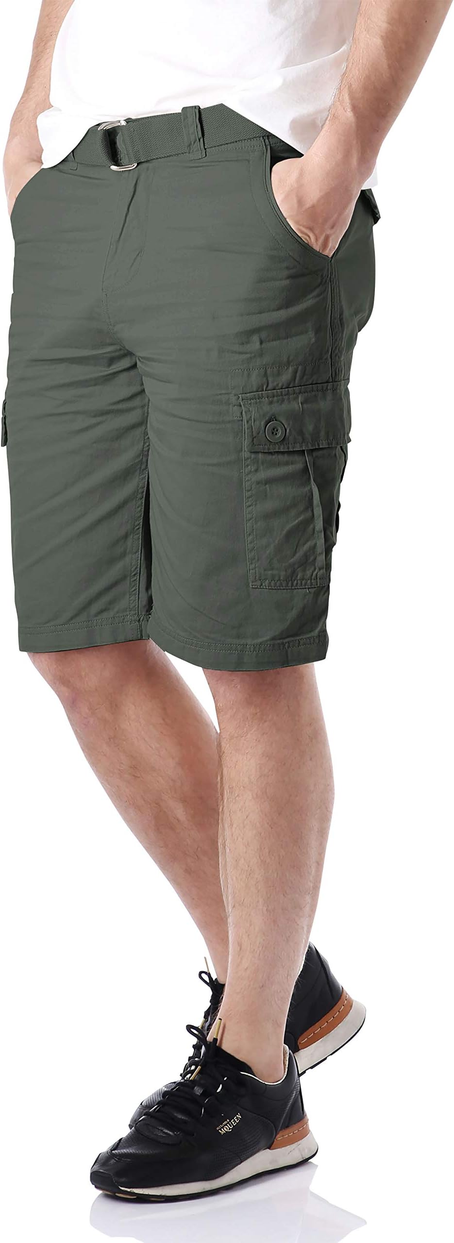 Hat and Beyond Mens Twill Cargo Shorts Belt Hiking Camping Outdoor Summer